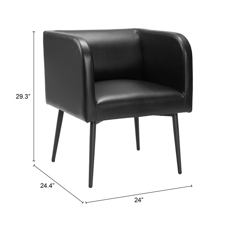 Horbat Black Faux Leather Upholstered Arm Chair with Metal Frame