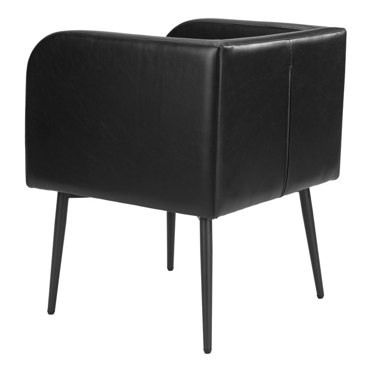 Horbat Black Faux Leather Upholstered Arm Chair with Metal Frame