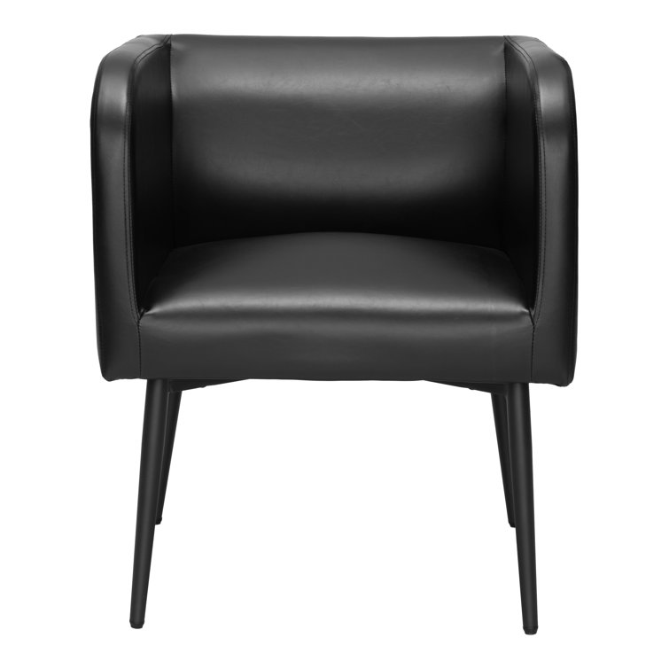 Horbat Black Faux Leather Upholstered Arm Chair with Metal Frame