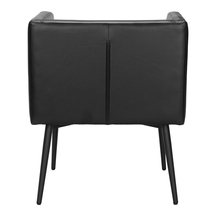 Horbat Black Faux Leather Upholstered Arm Chair with Metal Frame