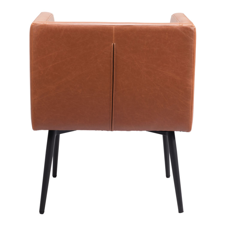 Horbat Brown Faux Leather Upholstered Armchair with Metal Legs
