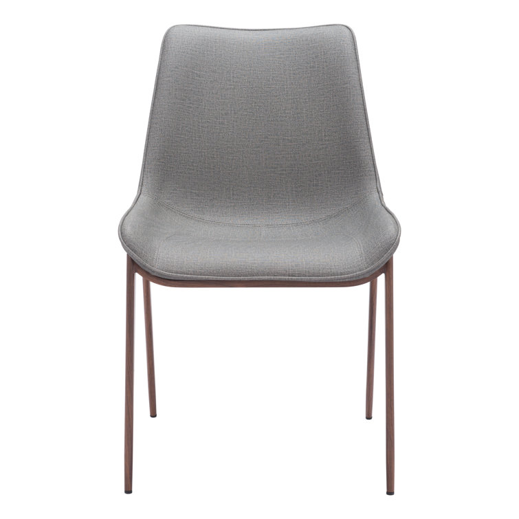 Slate Gray and Walnut Low Side Chair with Metal Frame