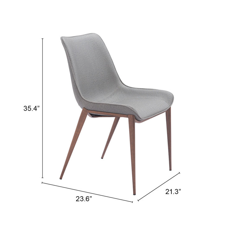 Slate Gray and Walnut Low Side Chair with Metal Frame
