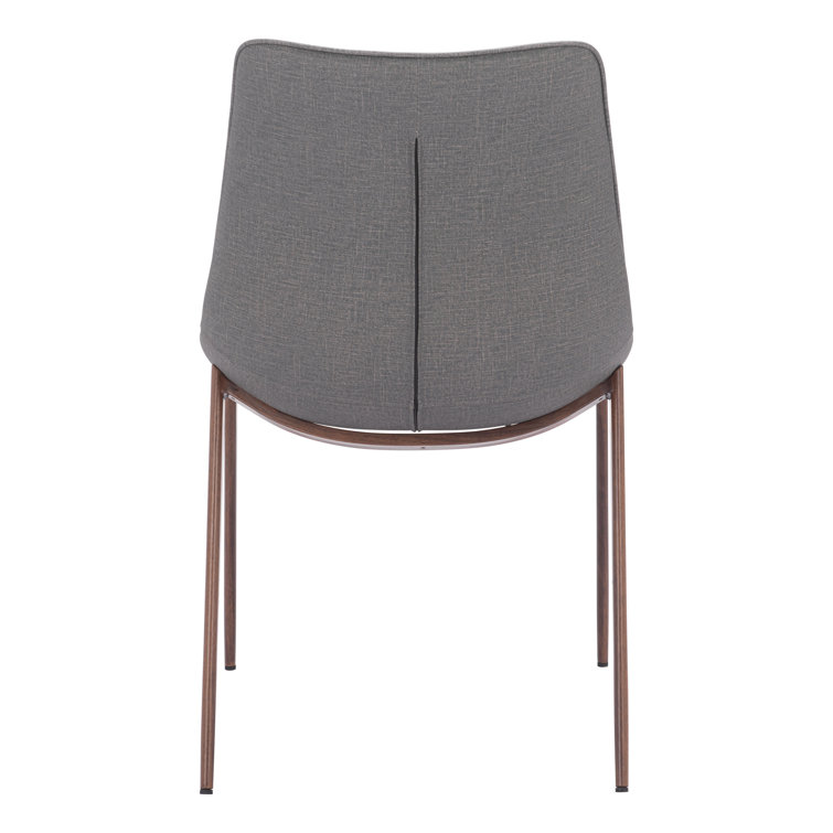 Slate Gray and Walnut Low Side Chair with Metal Frame