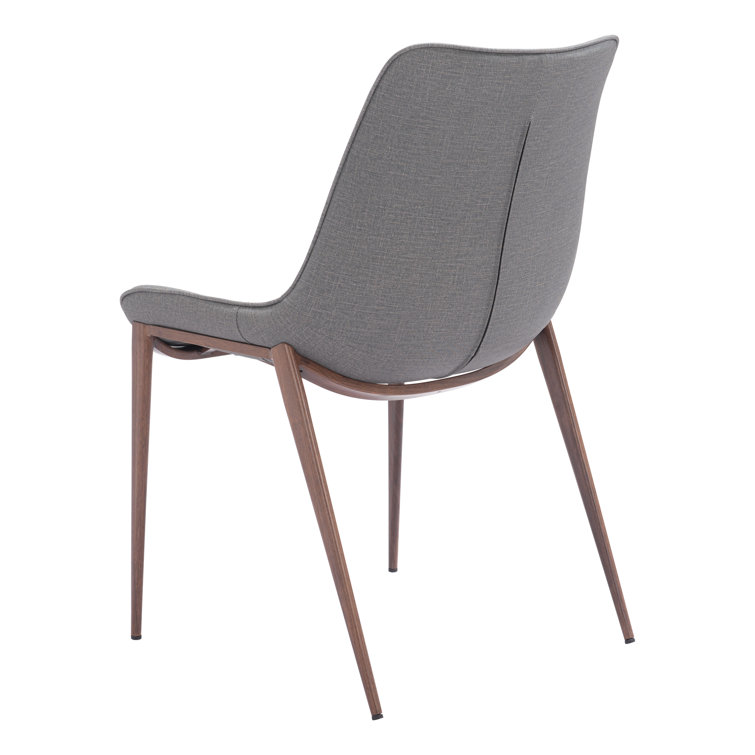Slate Gray and Walnut Low Side Chair with Metal Frame