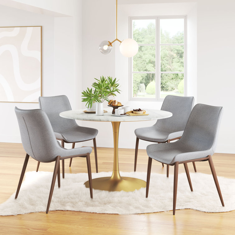 Slate Gray and Walnut Low Side Chair with Metal Frame
