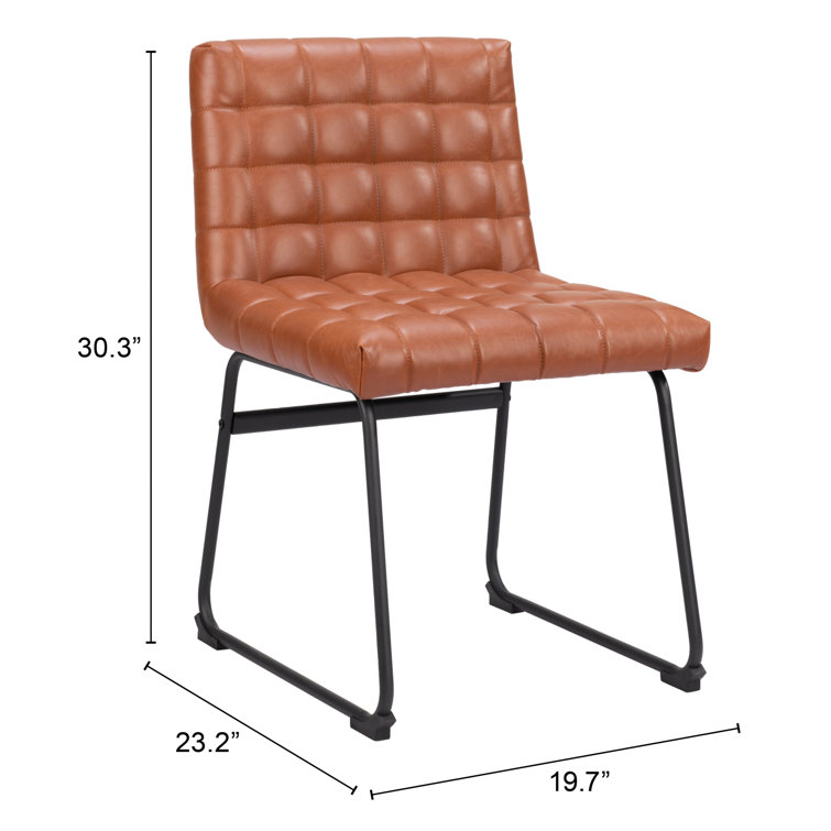Pago Brown Faux Leather Upholstered Dining Chairs with Metal Frame