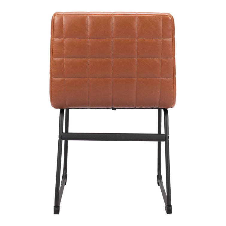 Pago Brown Faux Leather Upholstered Dining Chairs with Metal Frame