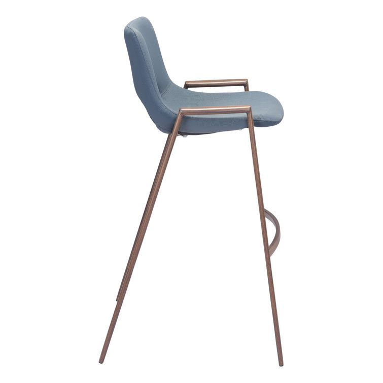 Gray Metal and Wood Contemporary Bar Stool Set