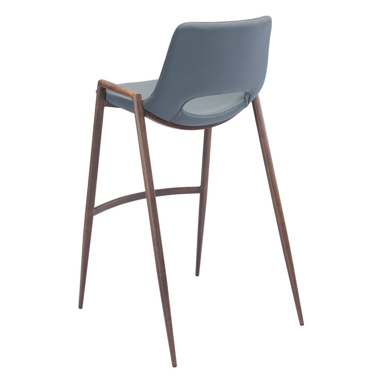 Gray Metal and Wood Contemporary Bar Stool Set