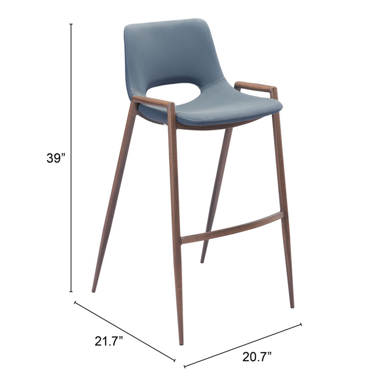 Gray Metal and Wood Contemporary Bar Stool Set
