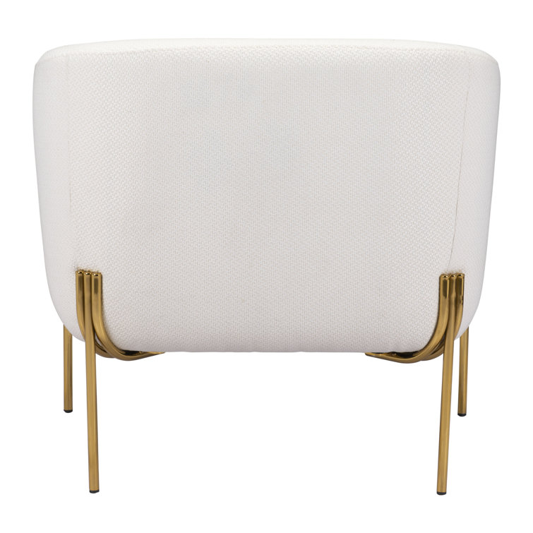 Ivory Elegance 31" Modern Metal Arm Chair with Gold Frame