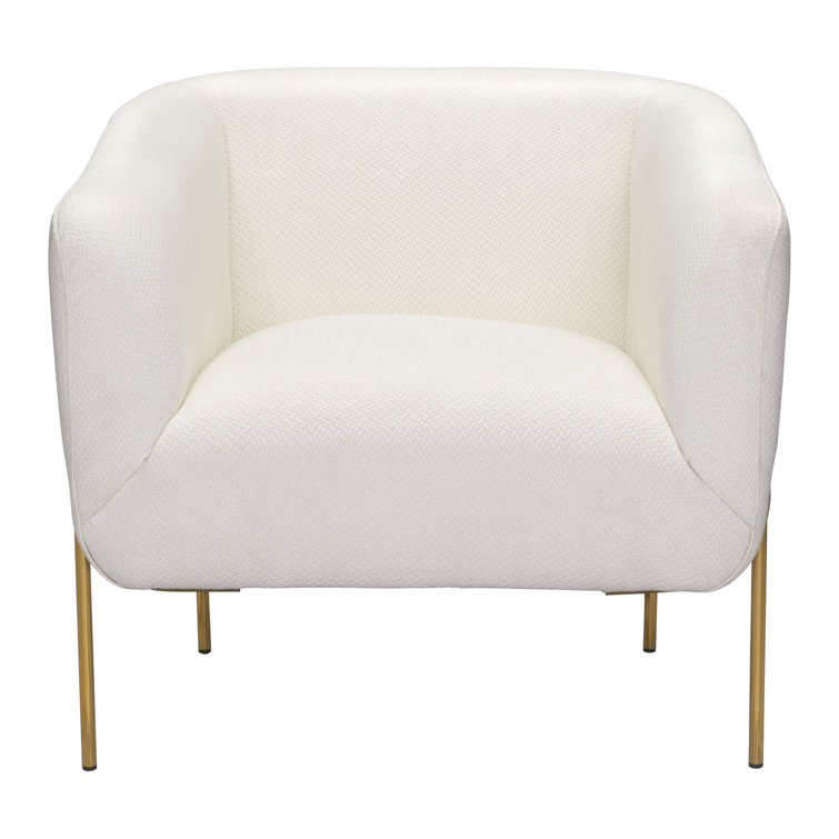 Ivory Elegance 31" Modern Metal Arm Chair with Gold Frame
