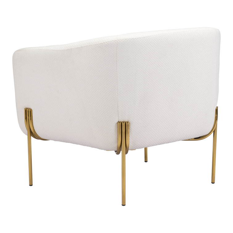 Ivory Elegance 31" Modern Metal Arm Chair with Gold Frame