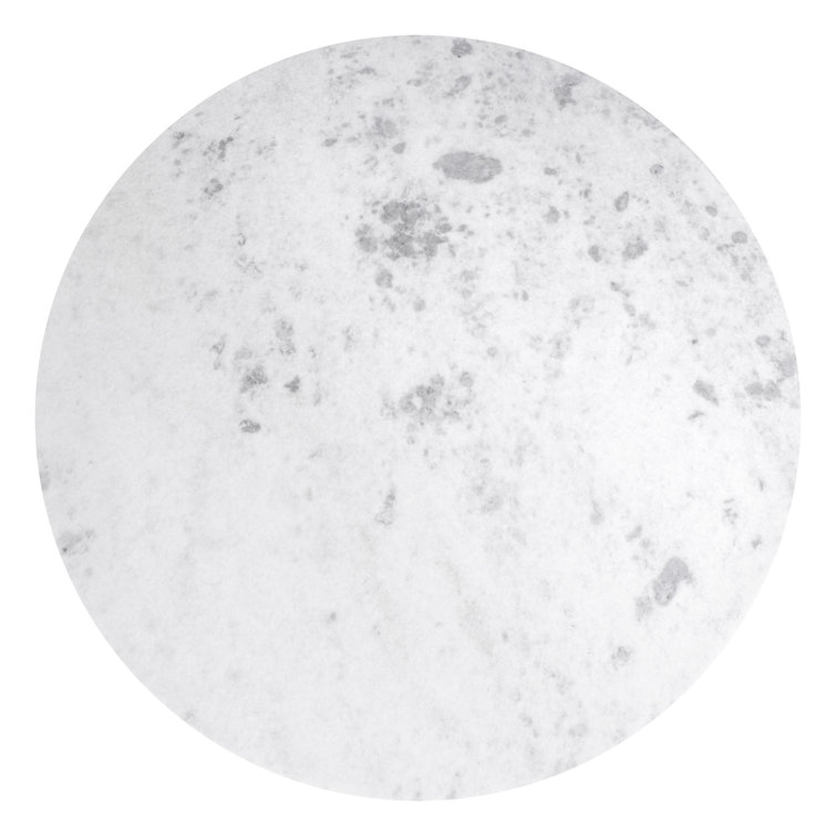 White Marble and Wood Round Dining Table