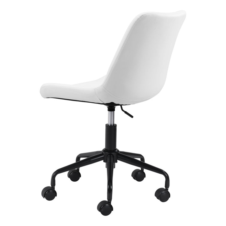 White Matte Metal Curved Office Desk Chair