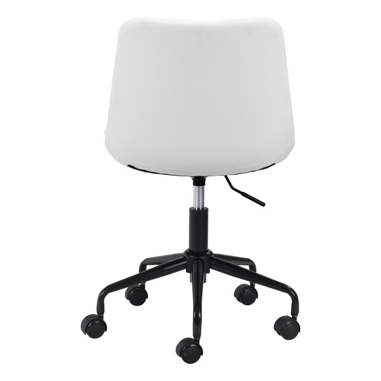 White Matte Metal Curved Office Desk Chair