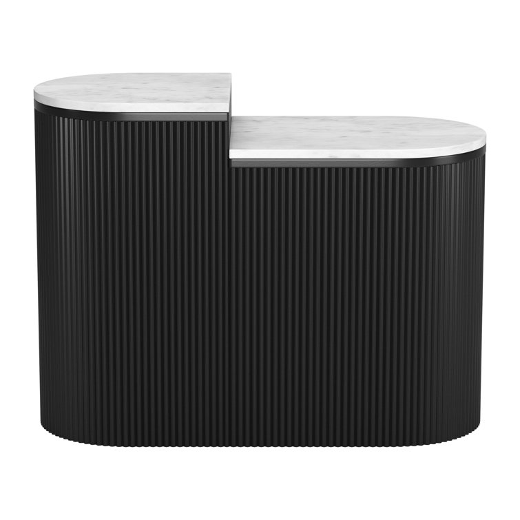 Doha Black and White Marble Top 2-Piece Coffee Table Set