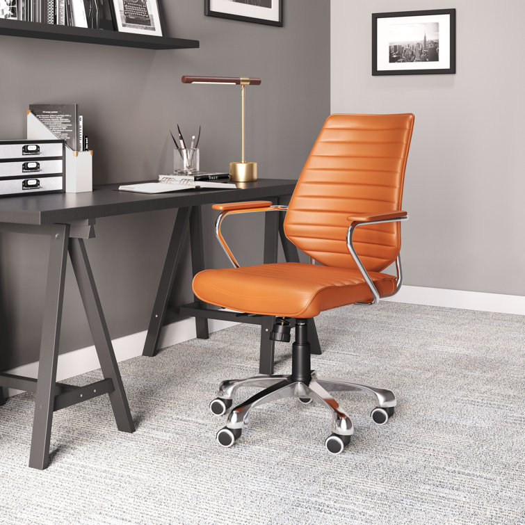 Terracotta Swivel Leatherette Task Chair with Chrome Base