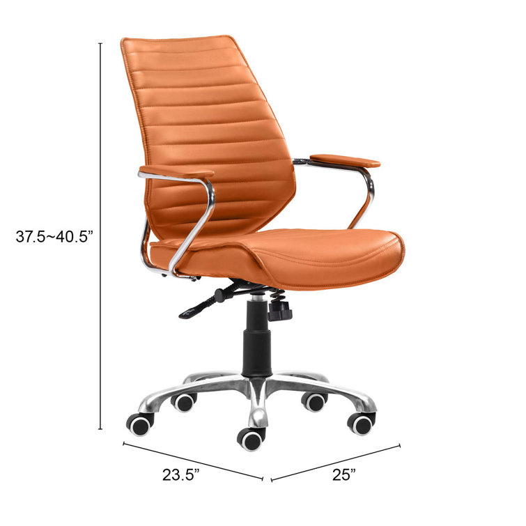 Terracotta Swivel Leatherette Task Chair with Chrome Base