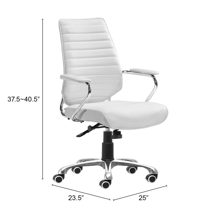 White Leatherette Swivel Executive Office Chair with Chrome Frame