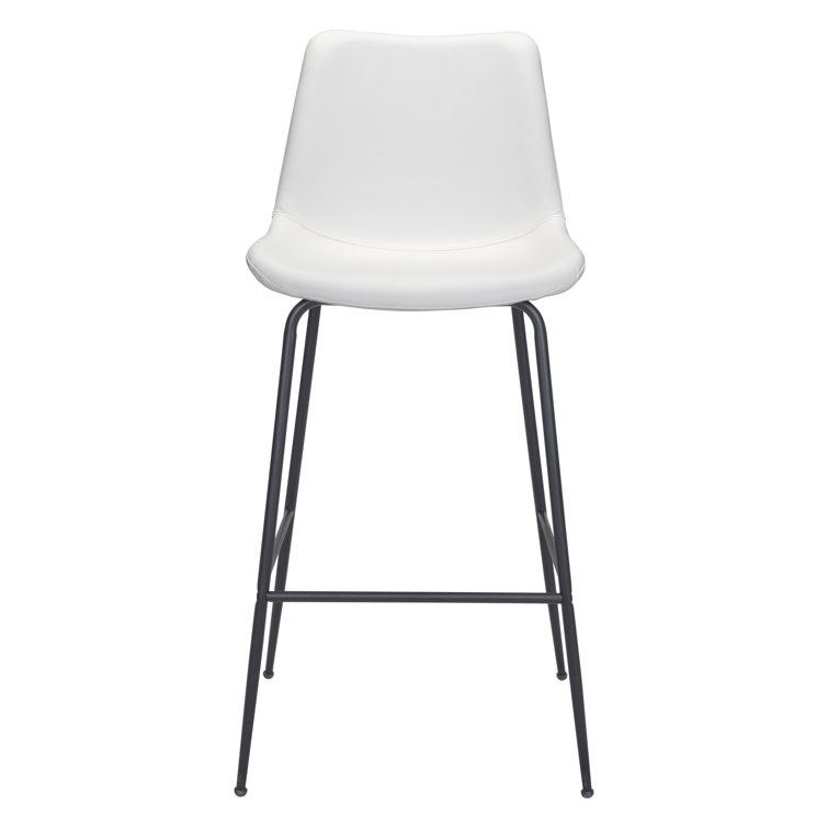 Byron Contemporary White Leather & Metal Bar Stool