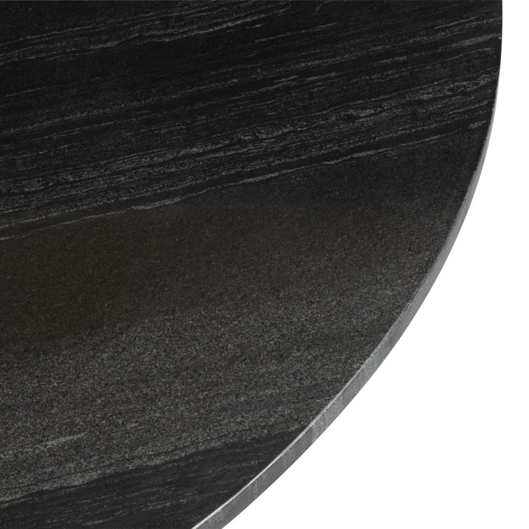 Black Marble and Gold Pedestal Round Dining Table