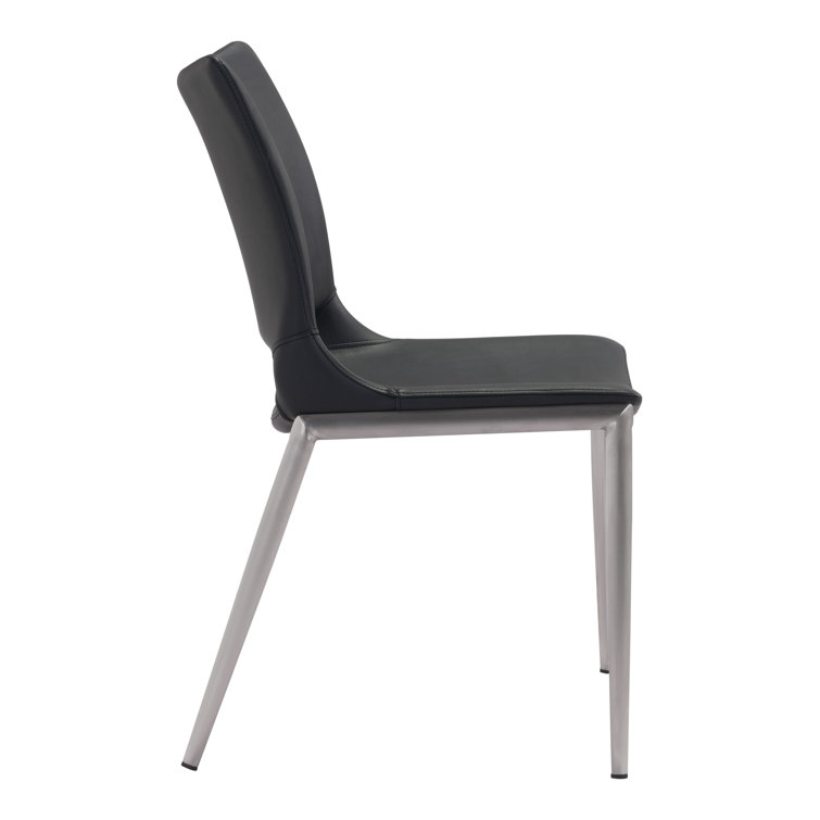High Black Metal Retro Dining Side Chair Set