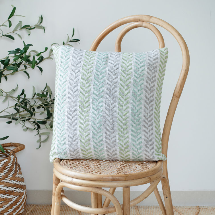 Spring Day Chevron Pattern Cotton Throw Pillow, Multi, 18" x 18"
