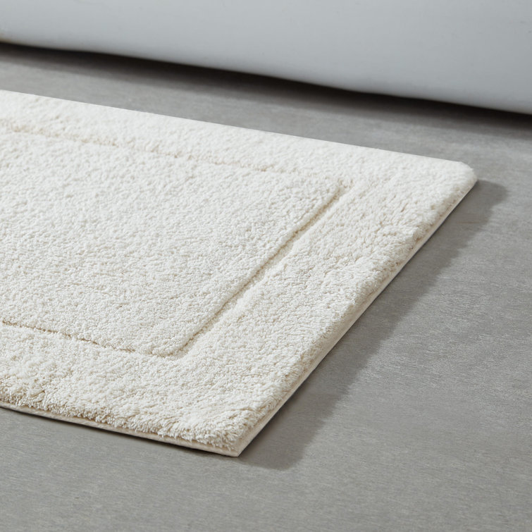 Beige Cotton 2-Piece Machine-Washable Bathroom Rug Set