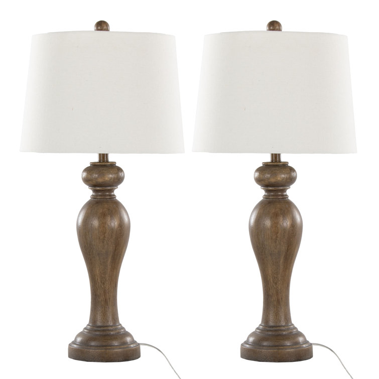 Peppa 31" White Polyresin Table Lamp Set with Linen Shade
