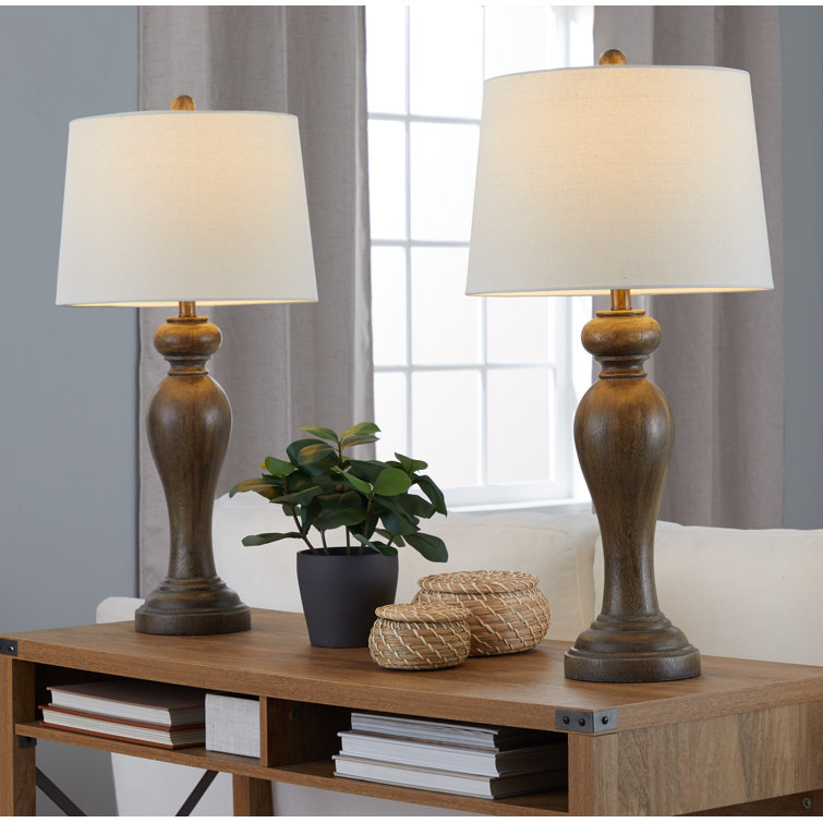 Peppa 31" White Polyresin Table Lamp Set with Linen Shade