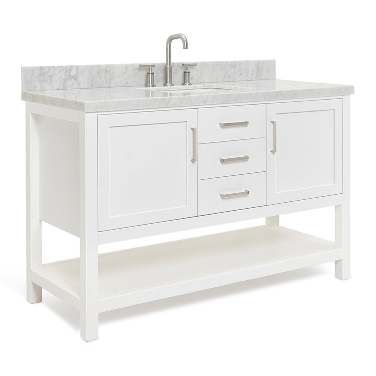 Bayhill 55'' White Solid Wood Freestanding Vanity