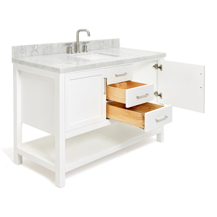 Bayhill 55'' White Solid Wood Freestanding Vanity