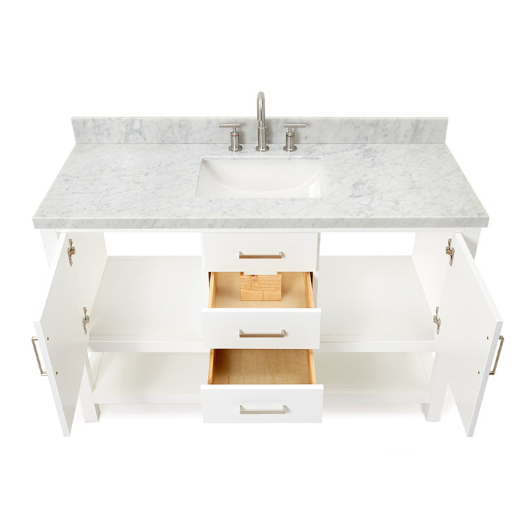 Bayhill 55'' White Solid Wood Freestanding Vanity