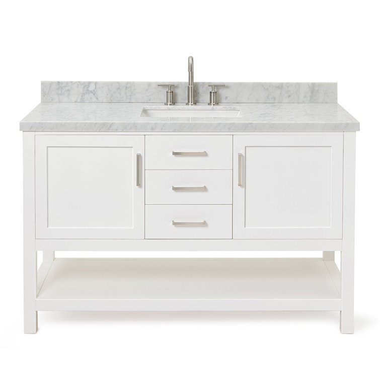 Bayhill 55'' White Solid Wood Freestanding Vanity