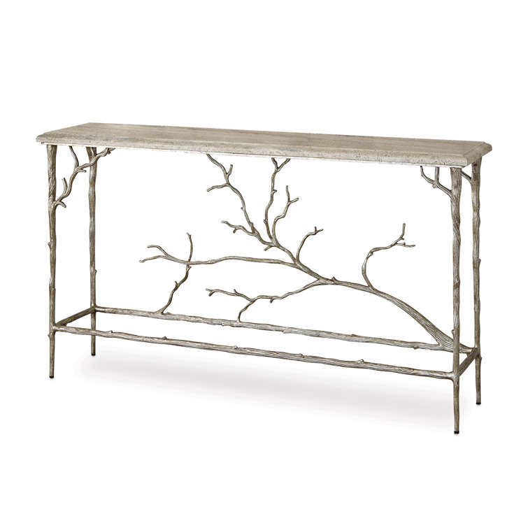 Silverleaf Branch Console Table with Travertine Top