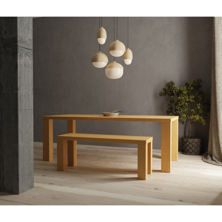 Oak Squared Legs Wooden Bench 19" H x 57" W x 15" D