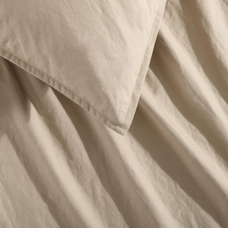Camel Brown Queen Cotton Percale Duvet Cover Set