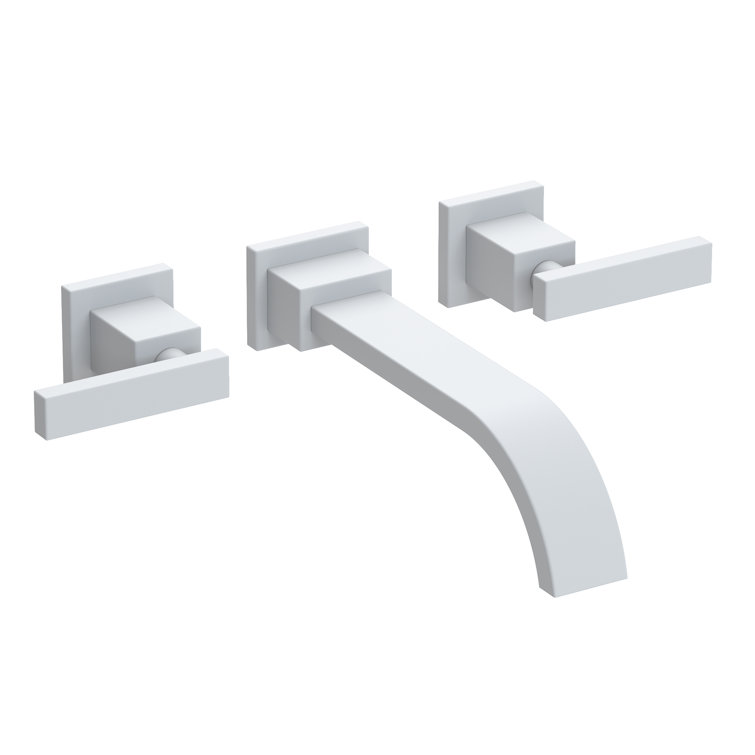Matte White Solid Brass Wall Mount Bathroom Faucet