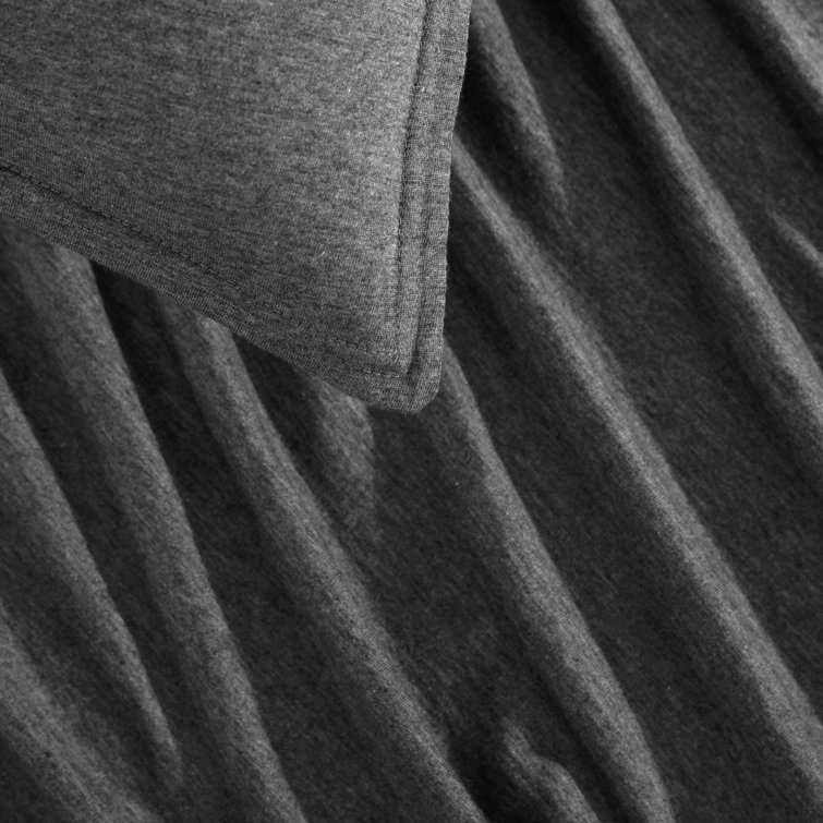 Dark Gray Cotton Jersey Queen Duvet Cover Set