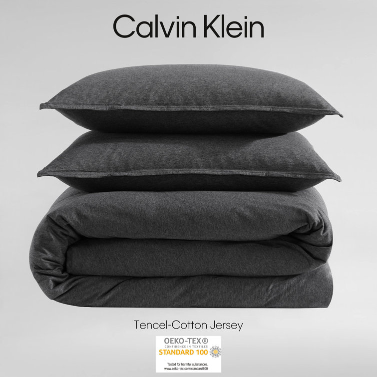 Dark Gray Cotton Jersey Queen Duvet Cover Set
