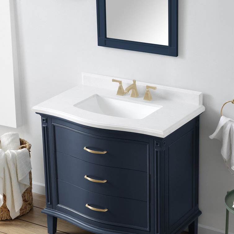 Midnight Blue 36'' Single Vanity with Carrara Marble Top