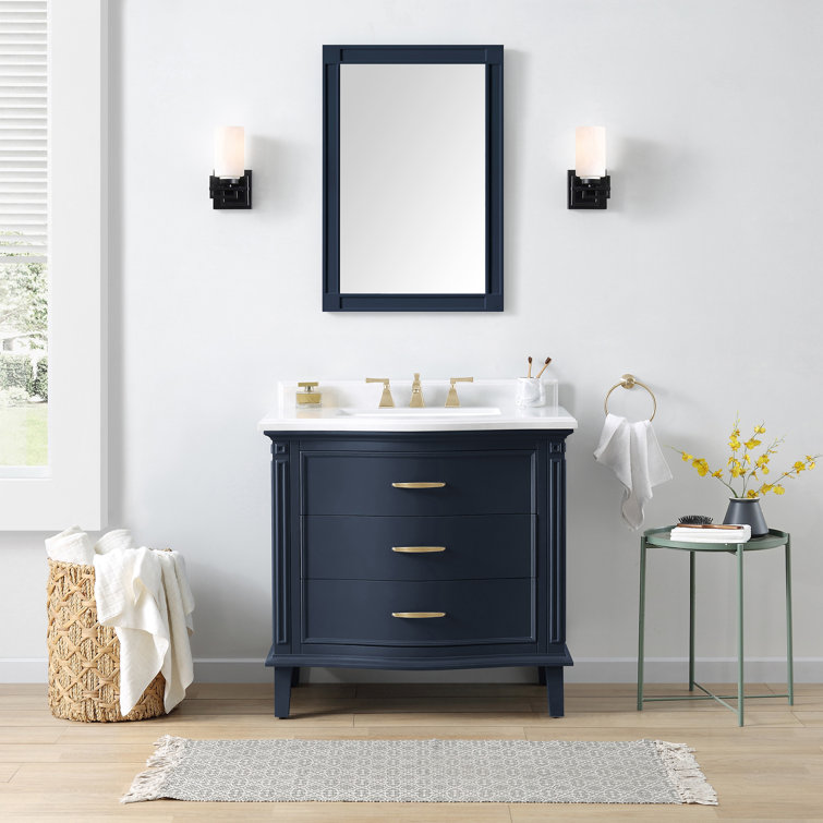 Midnight Blue 36'' Single Vanity with Carrara Marble Top
