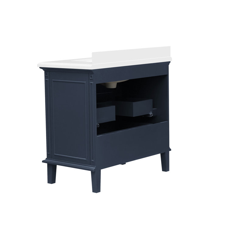Midnight Blue 36'' Single Vanity with Carrara Marble Top