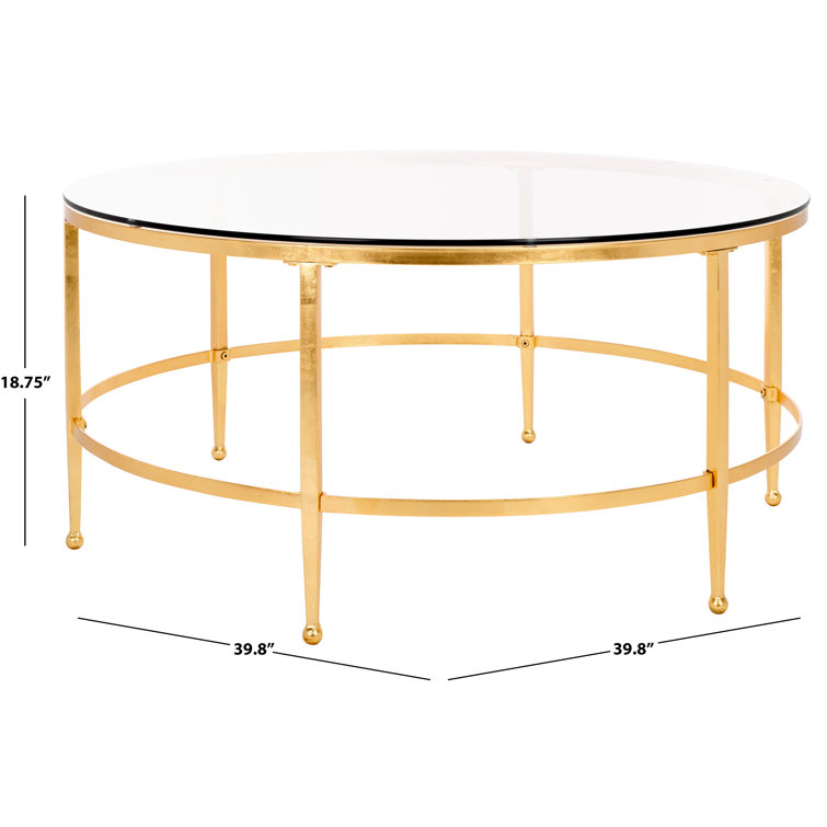 Edmund Round Gold Metal and Glass Cocktail Table