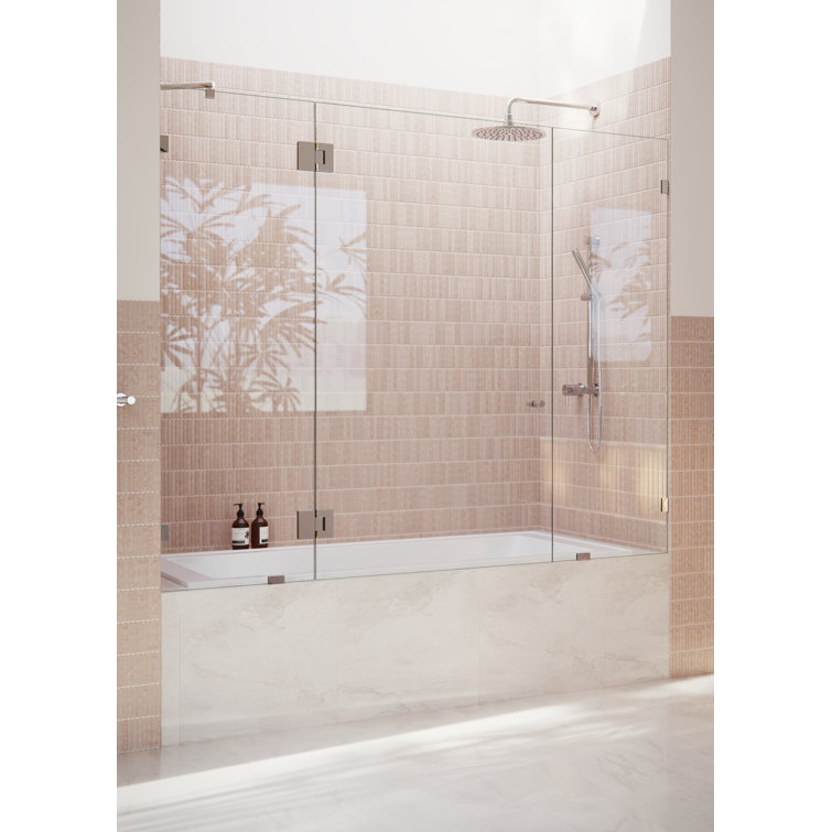 Stellar Frameless Clear Tempered Glass Bathtub Shower Door with Polished Chrome Finish