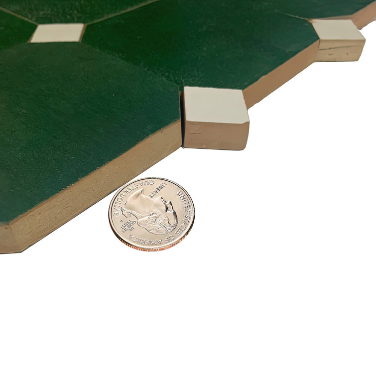 Green and White Zellige Mosaic Wall Tile Sheet