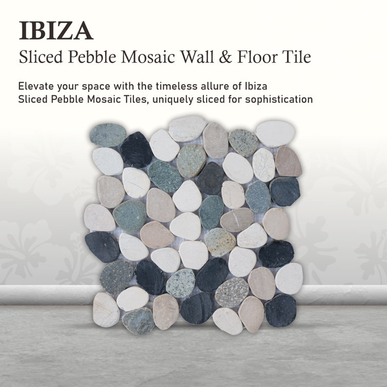 Ibiza 12" x 12" Natural Stone Pebble Mosaic Tile for Kitchen and Bathroom