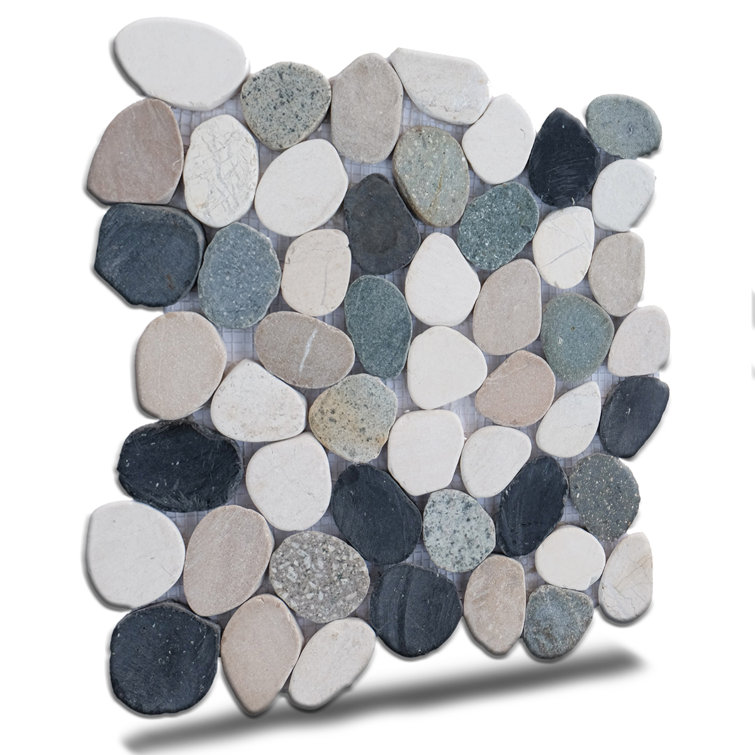 Ibiza 12" x 12" Natural Stone Pebble Mosaic Tile for Kitchen and Bathroom